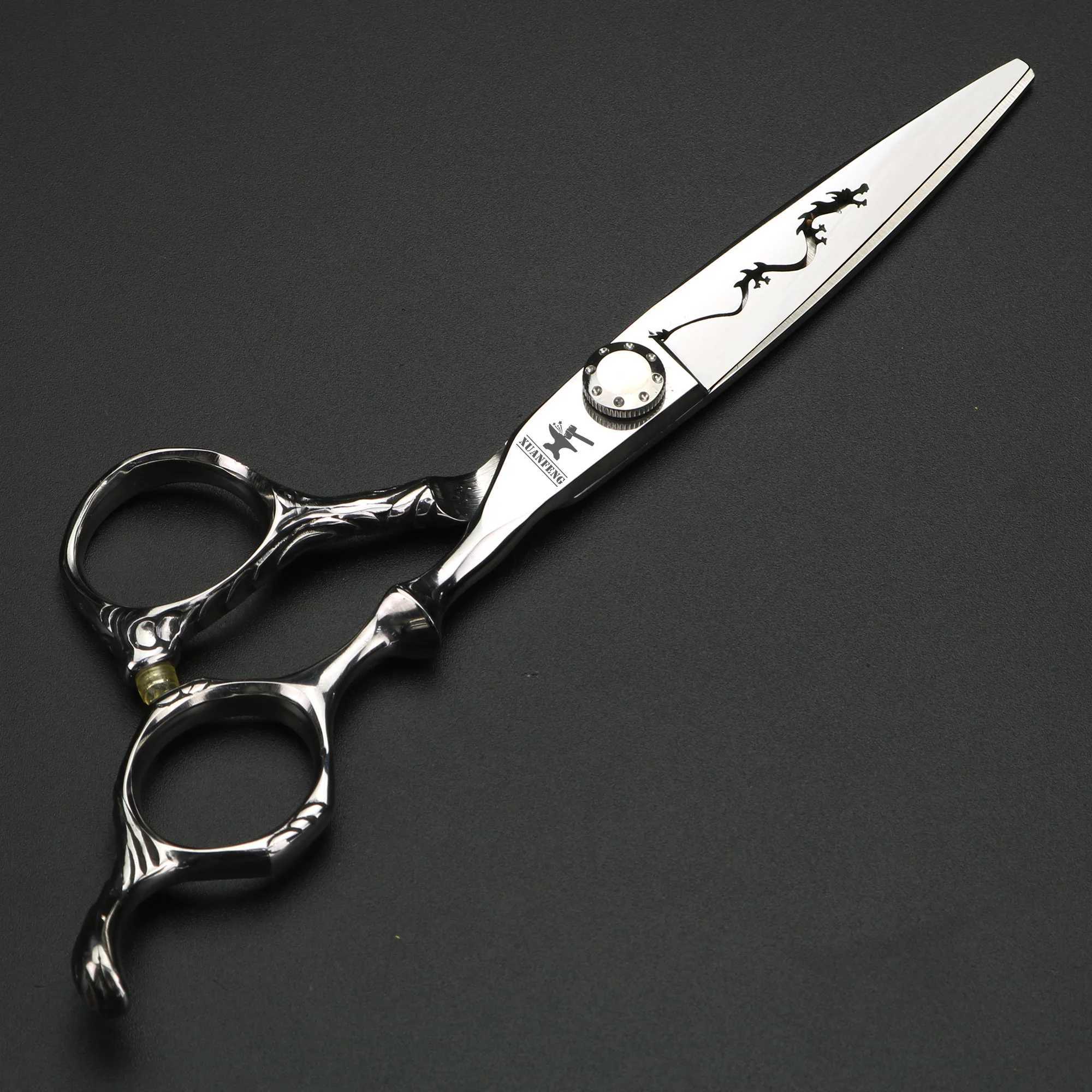 Hollow Dragon Barber Scissors Thin Scissors 6-inch Japanese 440C Steel Scissors W241211