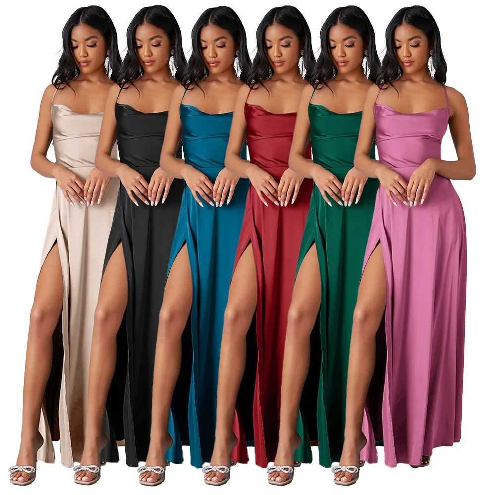 2024 New Style Womens Clothing Sexy Slimming Open-back Tank Waist-fitted Long Dress Sleeveless FashionXJ241210
