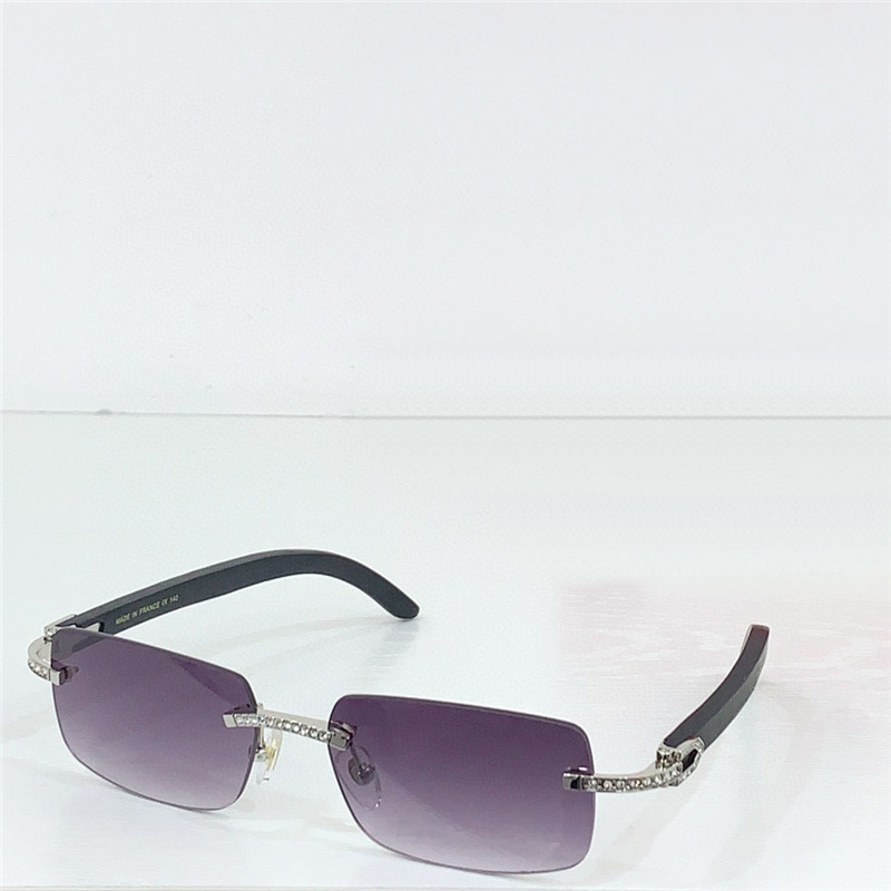 New fashion design square sunglasses 0015S rimless frame with dia decoration wooden temples simple and versatile style outdoor UV400 protection glasse