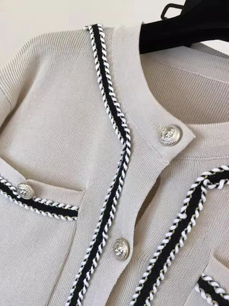 Women Knitted Sweater 2 Pieces Sets Korean Cropped Knitwear Cardigan Tops Conjuntos High Waist Ankle Length Wide Leg Pants Suits 241203Z