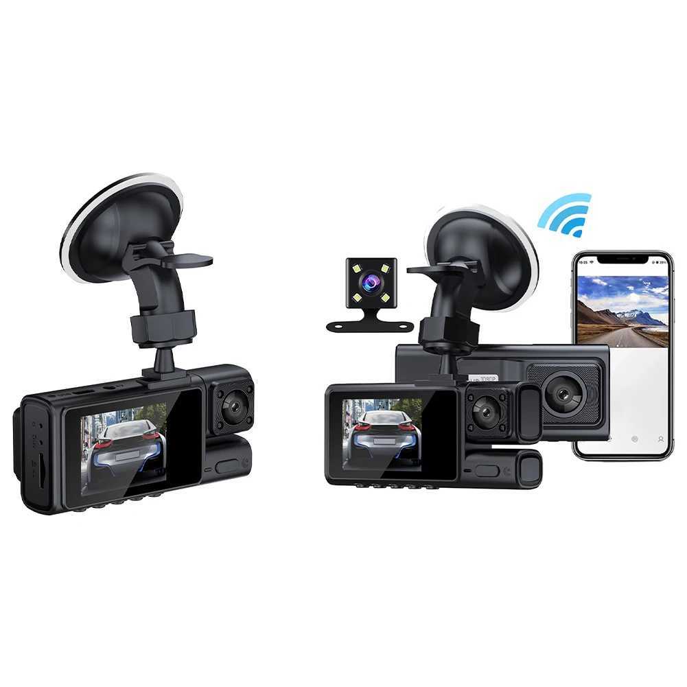 Car dvr 3 Channel Dash Cam Motion Detection HD 1080P Vehicle Video Recorder G-Sensor Car Camcorder Night Vision Front Rear Inside Camera R250529
