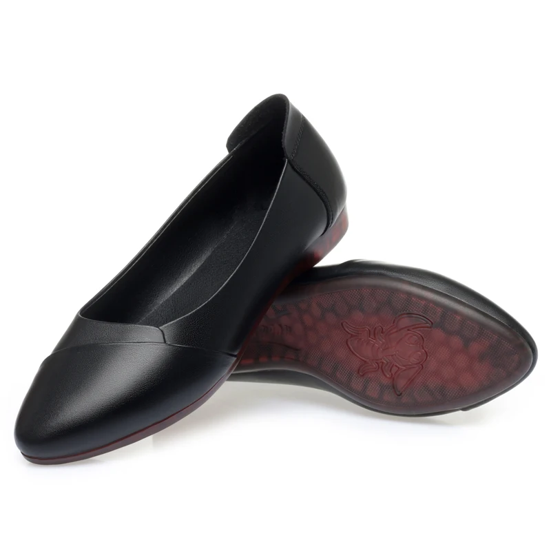 AIYUQI Women's Flat Shoes Spring Genuine Leather Casual Shoes Women Large Size Non-Slip Mom Shoes