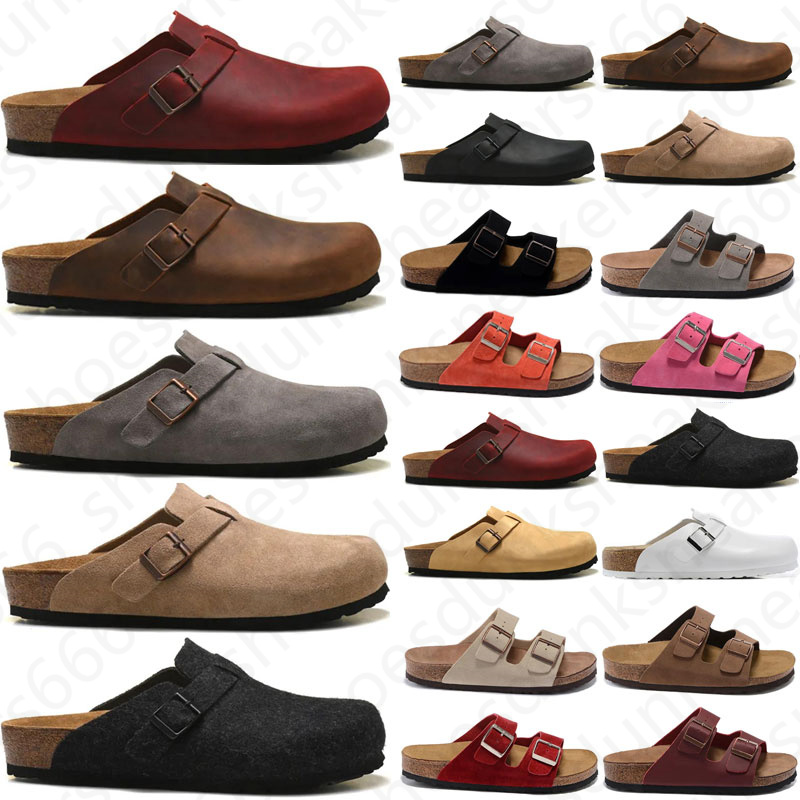 Designer Boston Clogs Men Dusty Pink black white burkinstock Sandals Slippers Clog Suede Shearling Soft Footbed Arizona Taupe Head Pull Cork Flat Leather Slides