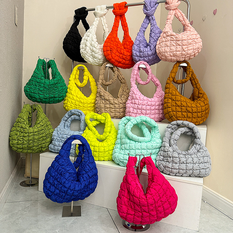 2025 Designer New 3 Free shipping pleated cloud womens large capacity crossbody Korean casual cotton clothing tote bag