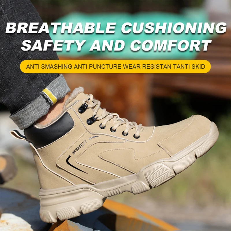Work safety shoes men safety boots shock resistant work shoes sports shoes steel toe caps mens work boots shock resistant shoes 241211