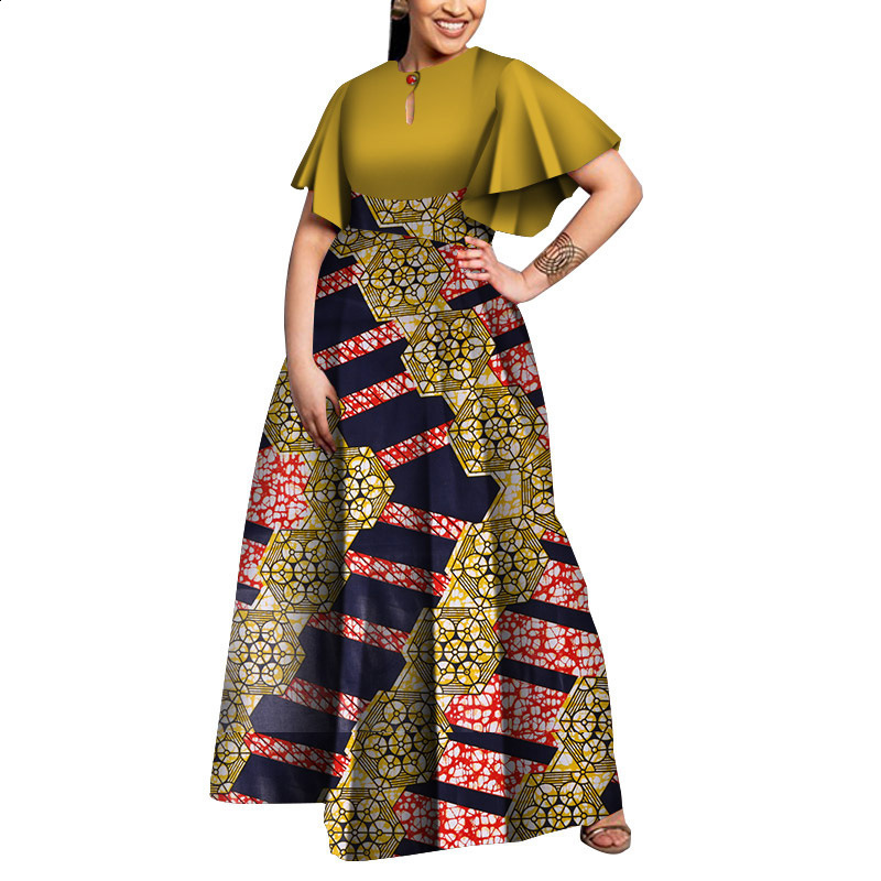 Large size party dress womens dress style elegant womens printed wax clothing 210408