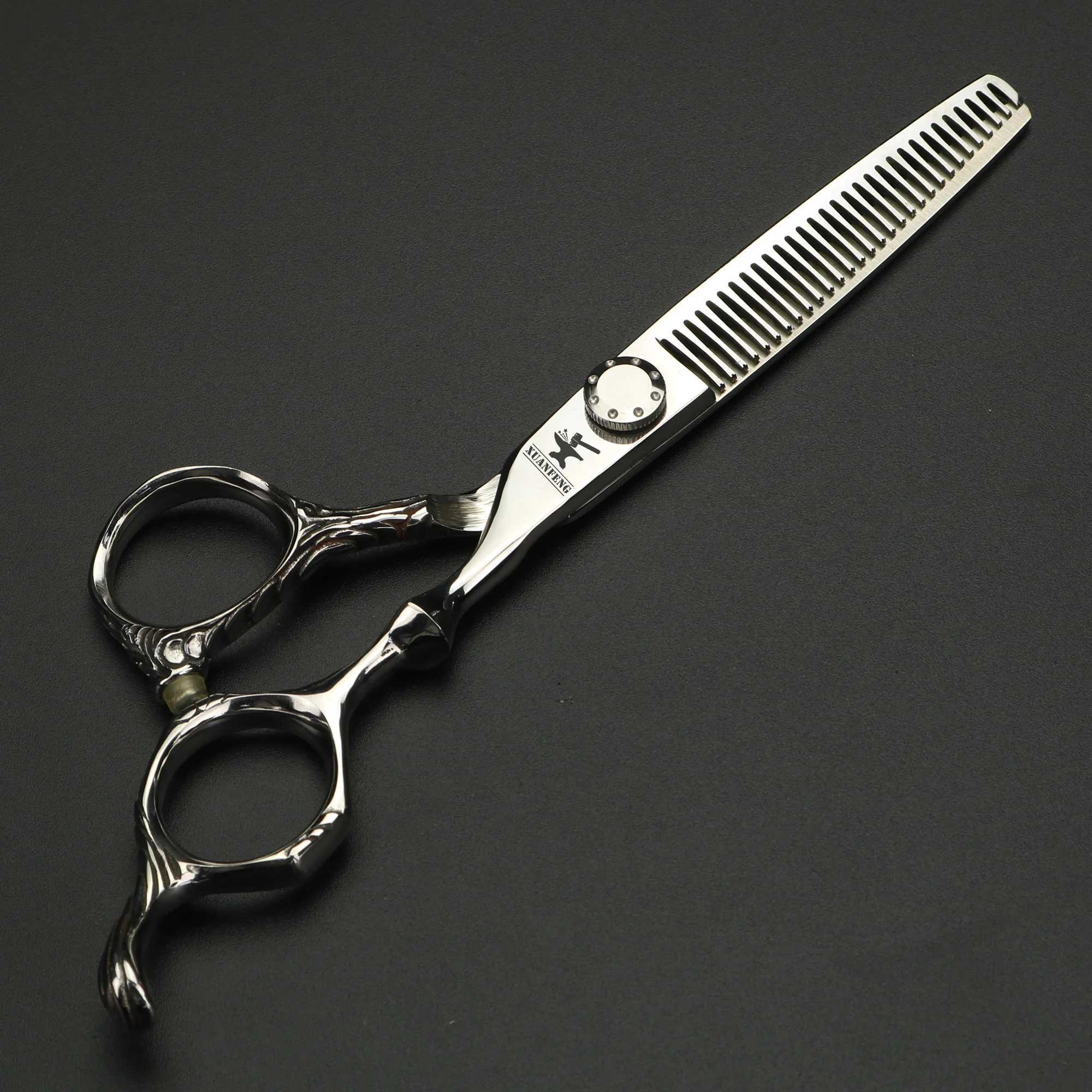 Hollow Dragon Barber Scissors Thin Scissors 6-inch Japanese 440C Steel Scissors W241211