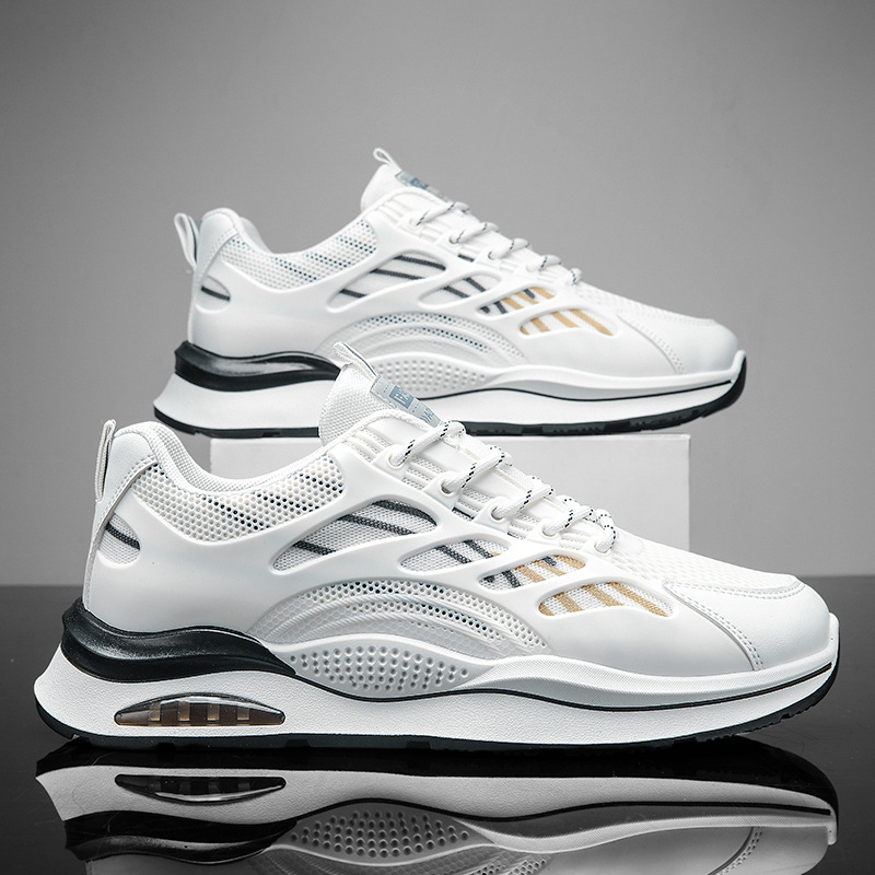 Running Shoes Men Sport Sneaker Lace-Up Thick Bottom Round Toe Jogging Gym Mesh Walking Shoes