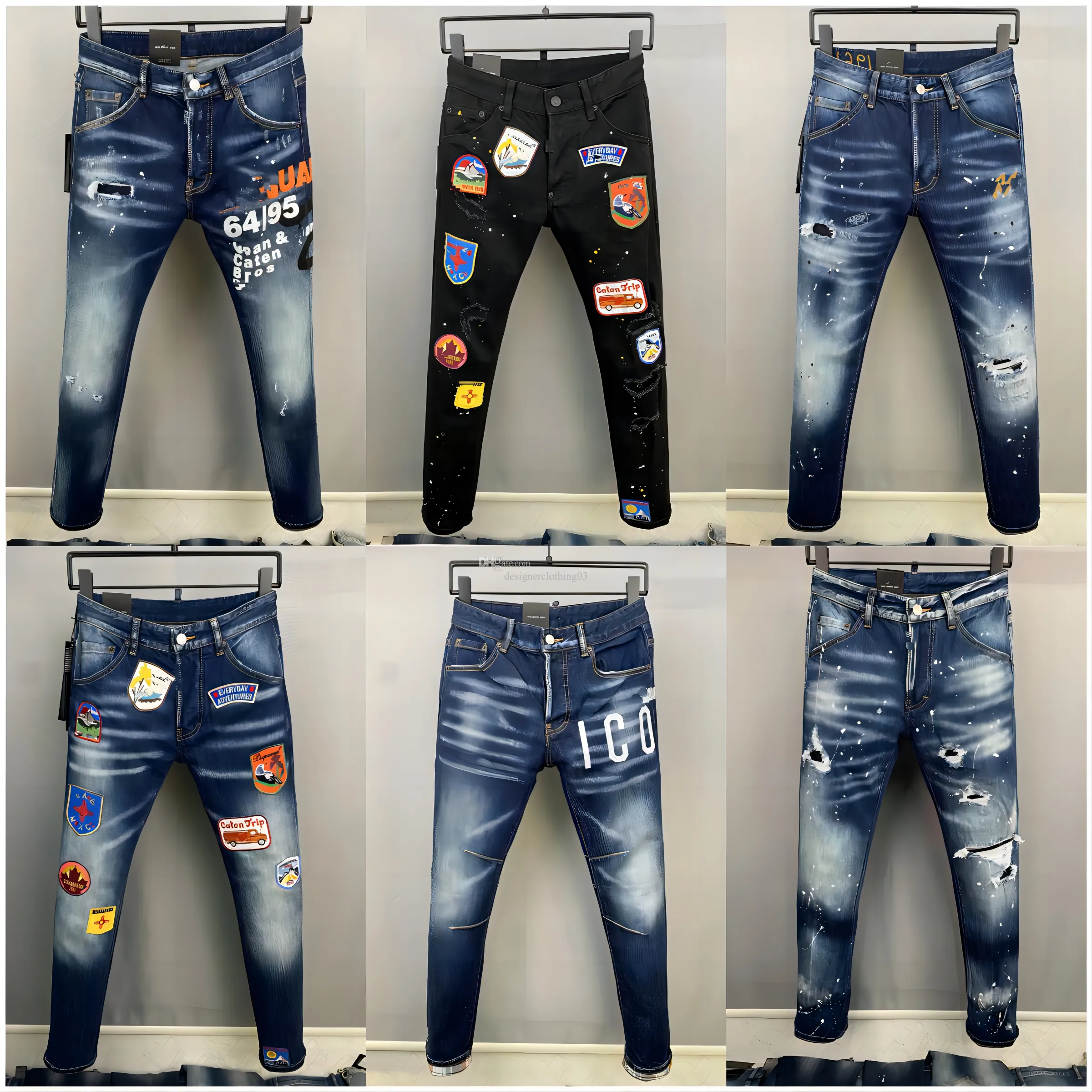 2025 designer jeans men jean spring/summer new jeans for men, washed, scratched, patched, painted, three dimensional cutting, small feet, blue