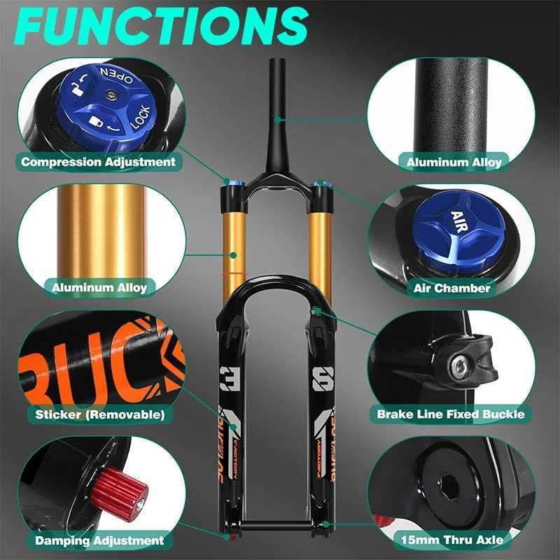Bike Forks BUCKLOS 27.5in Air Suspension Fork E-bike 180mm Travel Fork Boost 15mm*110mm 27.5/29 Mountain Bike Fork for Fox Factory Series S2412114