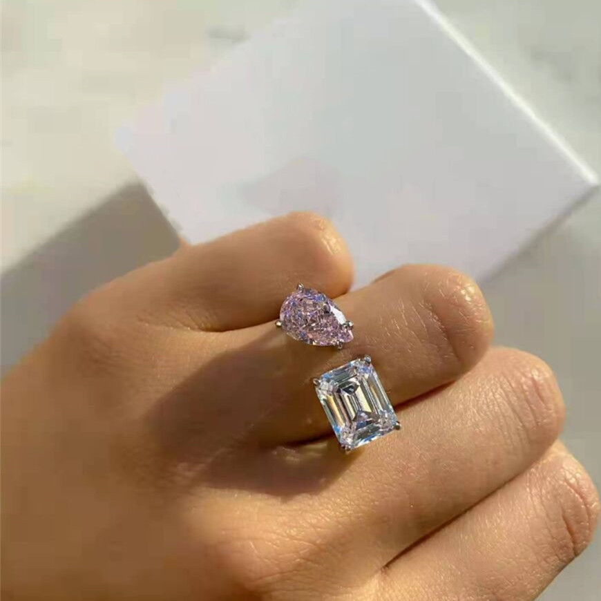 2025 Handmade Wedding Rings Simple Fashion Jewelry 925 Sterling Silver Water Drop 5A Cubic Designer Zircon CZ Diamond Eternity Women Wedding Bridal Op