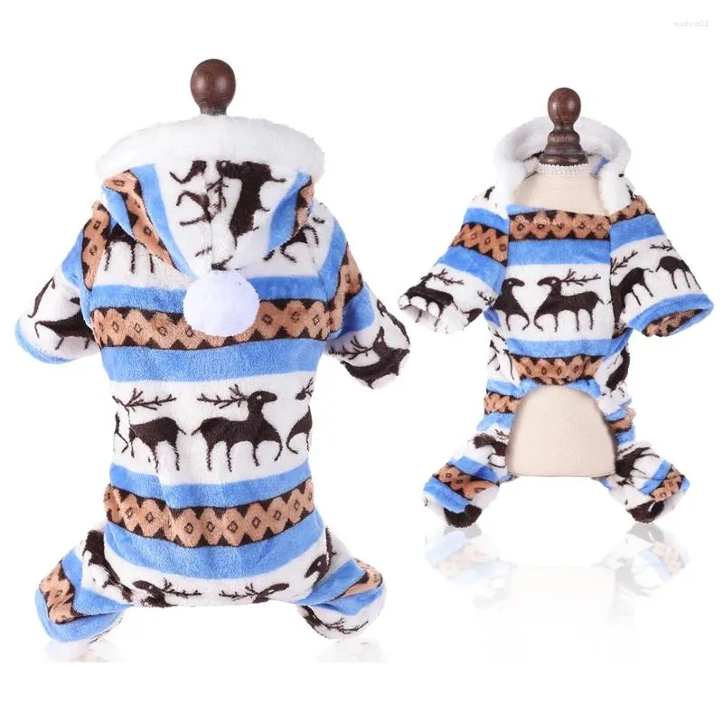 Dog Apparel Pajamas Warm Christmas Coat Fleece Thermal Clothes Winter Puppy Jumpsuits Overalls For Small Medium Dogs HF60