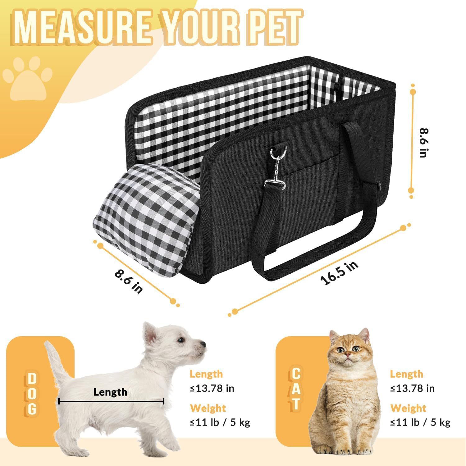 Pet Portable Dog Booster Seat with Soft Cushion - Car Armrest for Small Dogs & Safety Seat Belt Included