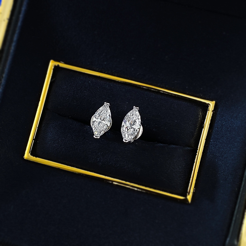 Choucong Ins Top Sell Stud Earrings Sweet Cute Simple Fine Jewelry Solitaire Soild 100% 925 Sterling Silver Marquise Moissanite Diamond Gorgeous Women