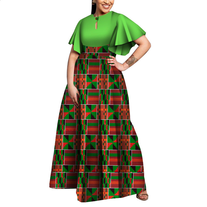 Large size party dress womens dress style elegant womens printed wax clothing 210408