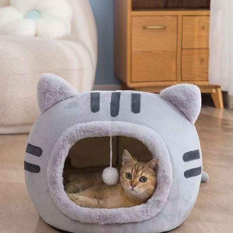 Pet Cave Donut Bed for Cats & Small Dogs - Soft Wool Nest sense of security washed dog house disassembled general winter warm