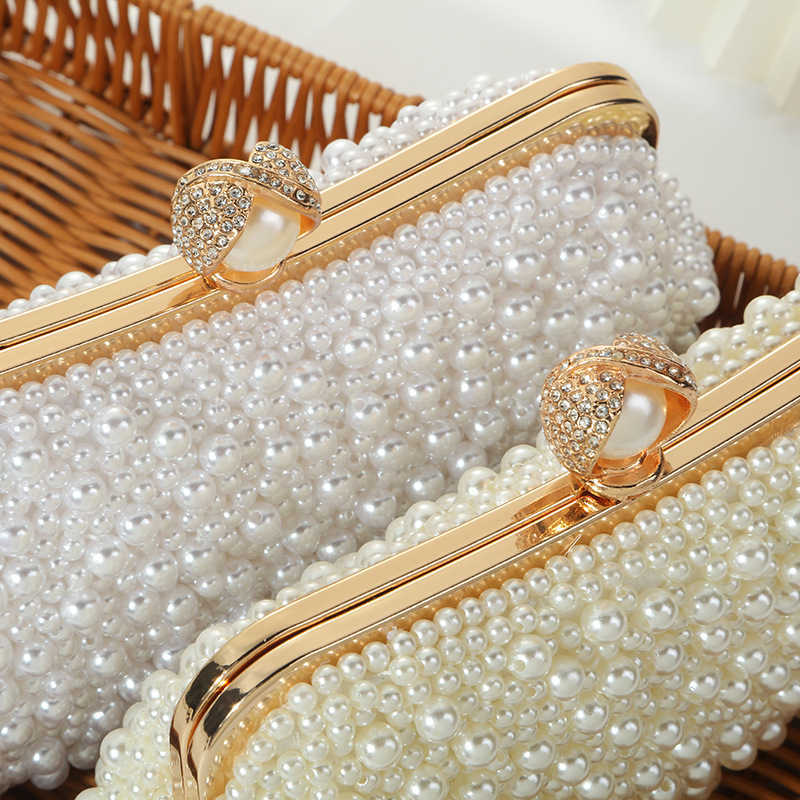 Pearl Pearl Embroidered Dinner Bag Portable Womens Clutch Bag Evening Gift Bag Banquet Bag Womens Hand Bag Pearl Embroidered Bag 240920
