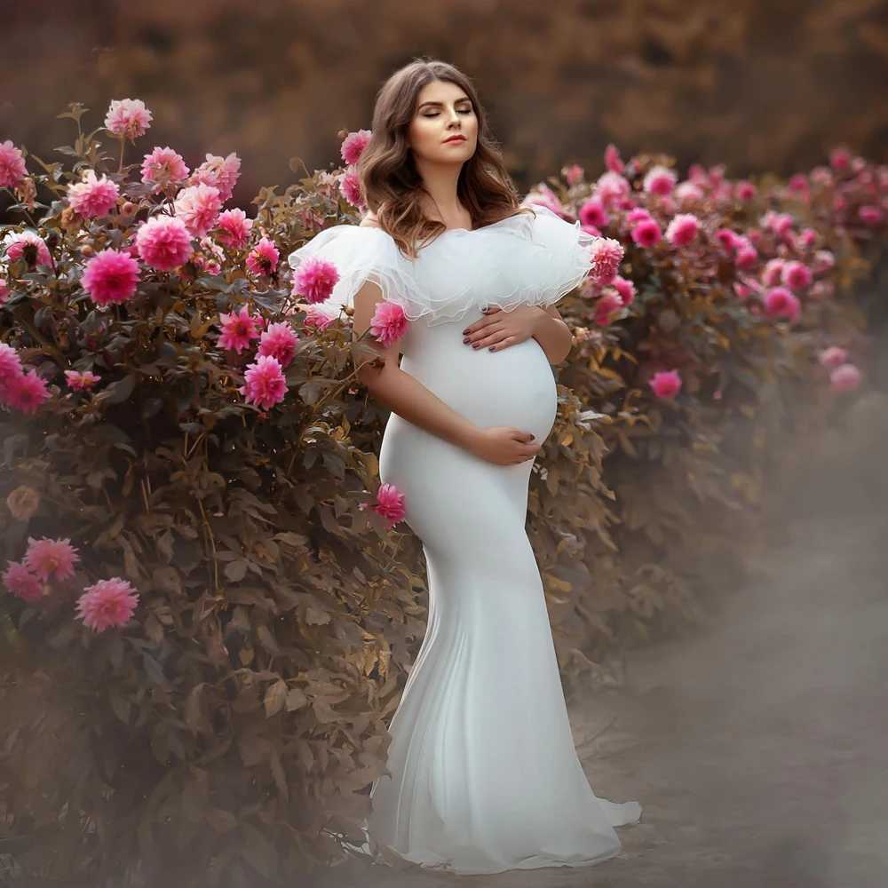 Pregnant womens photography props baby showers long dresses pregnant womens photos comfortable and elastic fabrics pregnant womens dresses W241211