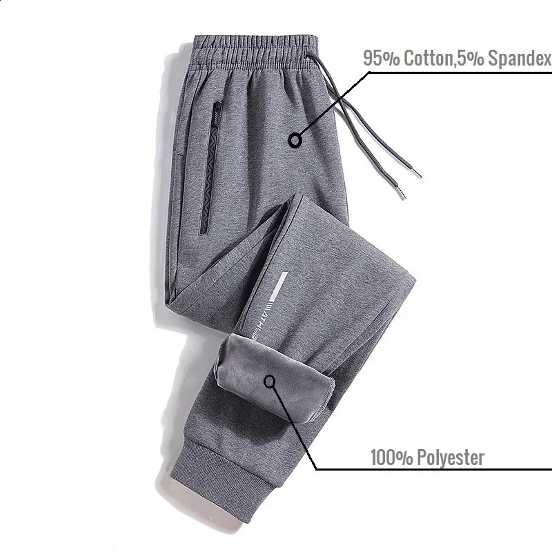 2024 Mens Pant Fleece Lined Brushed Warm Sport Sweatpants Male Winter Jogger Trouser Sweat Sportswear Big Size Large Plus Thick 241203Z