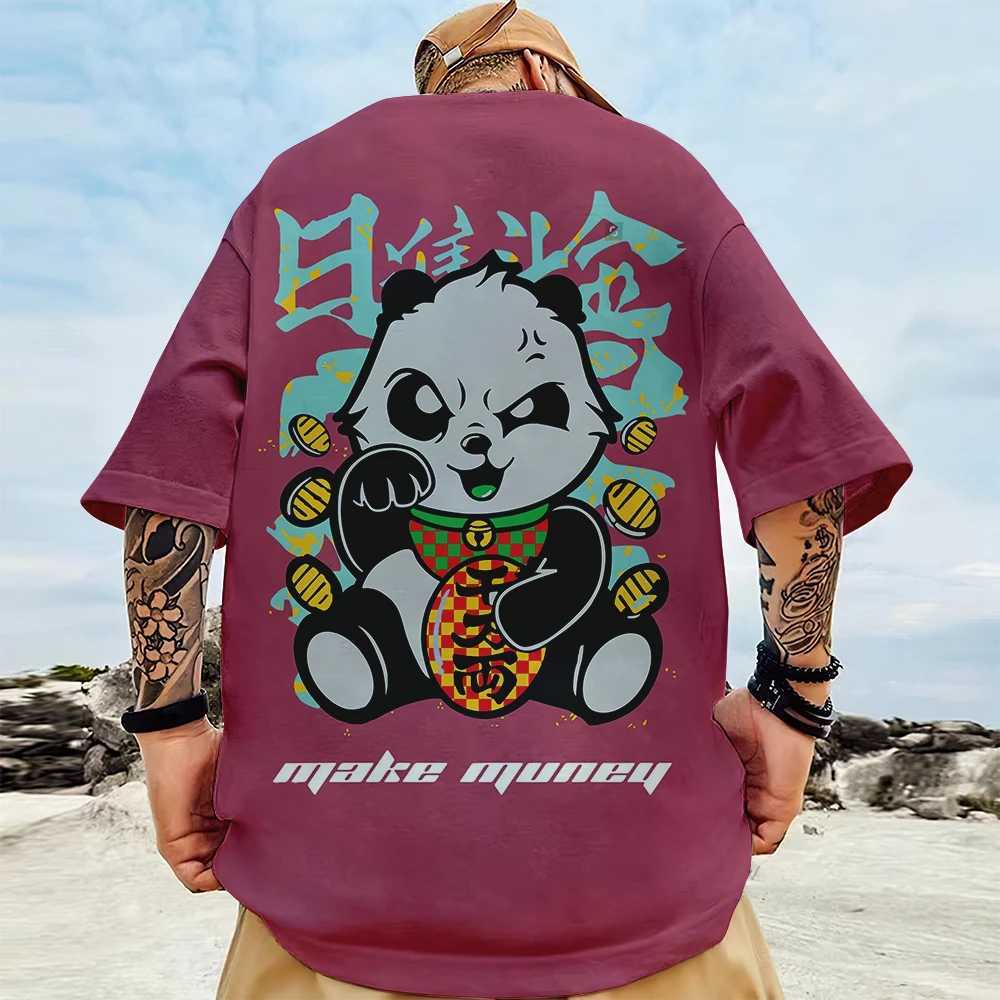 New Trend Mens T-shirt 3D Panda Back Printed Mens Street Hip Hop T-shirt Extra Large Mens T-shirt Half Sleeve TopXJ250409