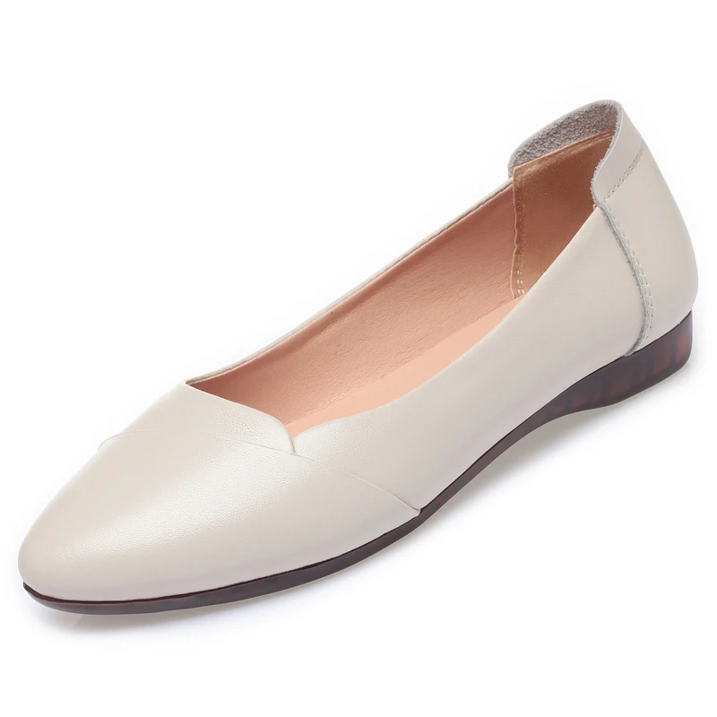 AIYUQI Women's Flat Shoes Spring Genuine Leather Casual Shoes Women Large Size Non-Slip Mom Shoes