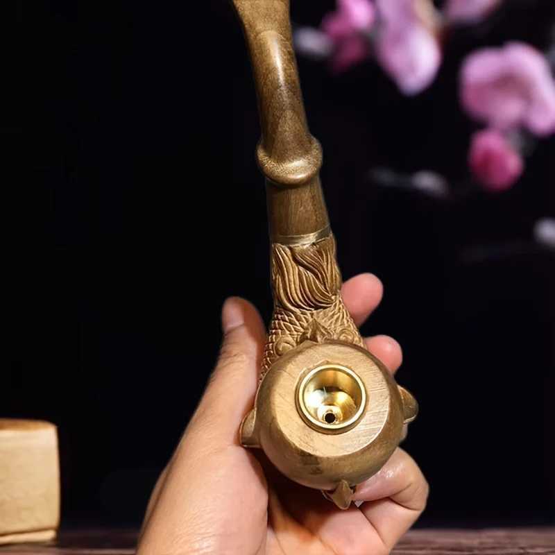 Tobacco Pipe Dragon Claw Box Handmade Solid Wood Old-fashioned Pot Mens Gift Filter High-grade Carved Small Leaf Red SandalwoodXJ241211