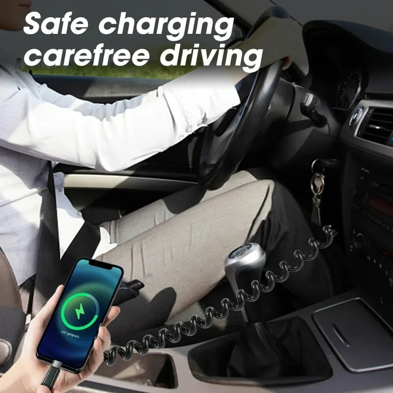 Dual Type C Coiled Spring Cables 5A 100W Super Fast Charging Wire Cord USB C To Type-C Spiral Data Line for Samsung IPhone 16 15