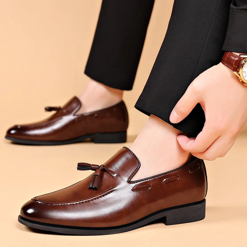 Mens Dress Shoes er 2024 Business Shoes Slip on Men Leather Shoes Pointed Toe Business Casual Man Zapatos Para Hombres 241220