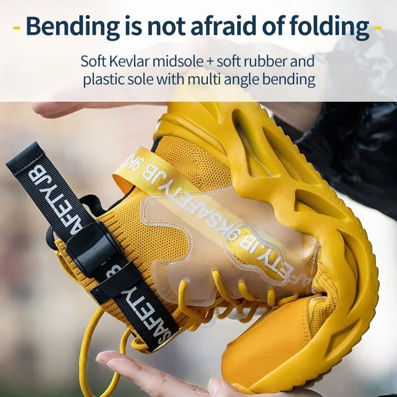 Fashion work boots stainless steel shoe caps mens safety shoes anti perforation industrial sports shoes adult mens shoes 241211