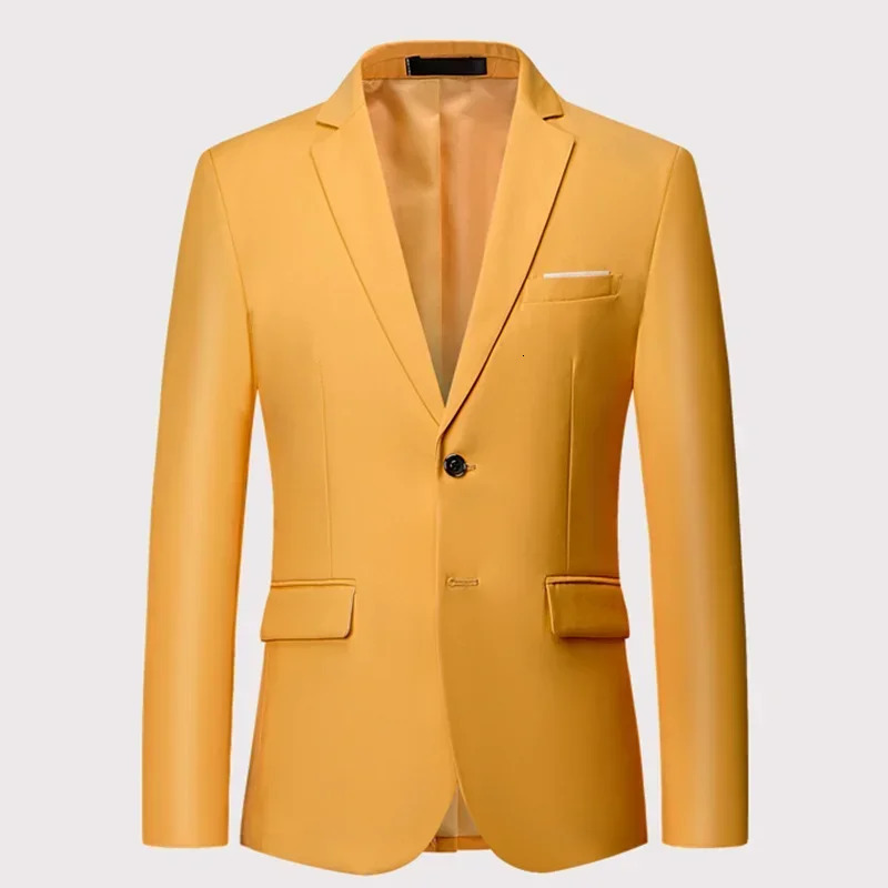 Mens Stylish Colorful Slim Fit Casual Blazer Jacket Green Purple Black Yellow Wedding Prom Formal Suit Coats For Men 241211
