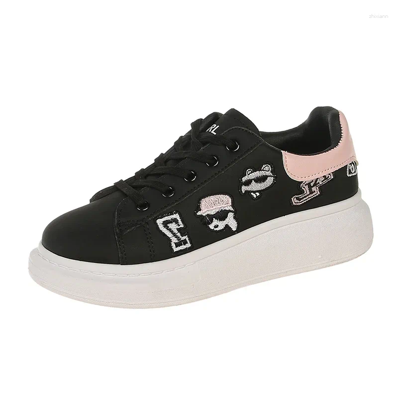 Casual Shoes Personality Women Skateboarding Comfortable Female Sport Running Sneakers PU Leather Girls Fiess Walking Trainers