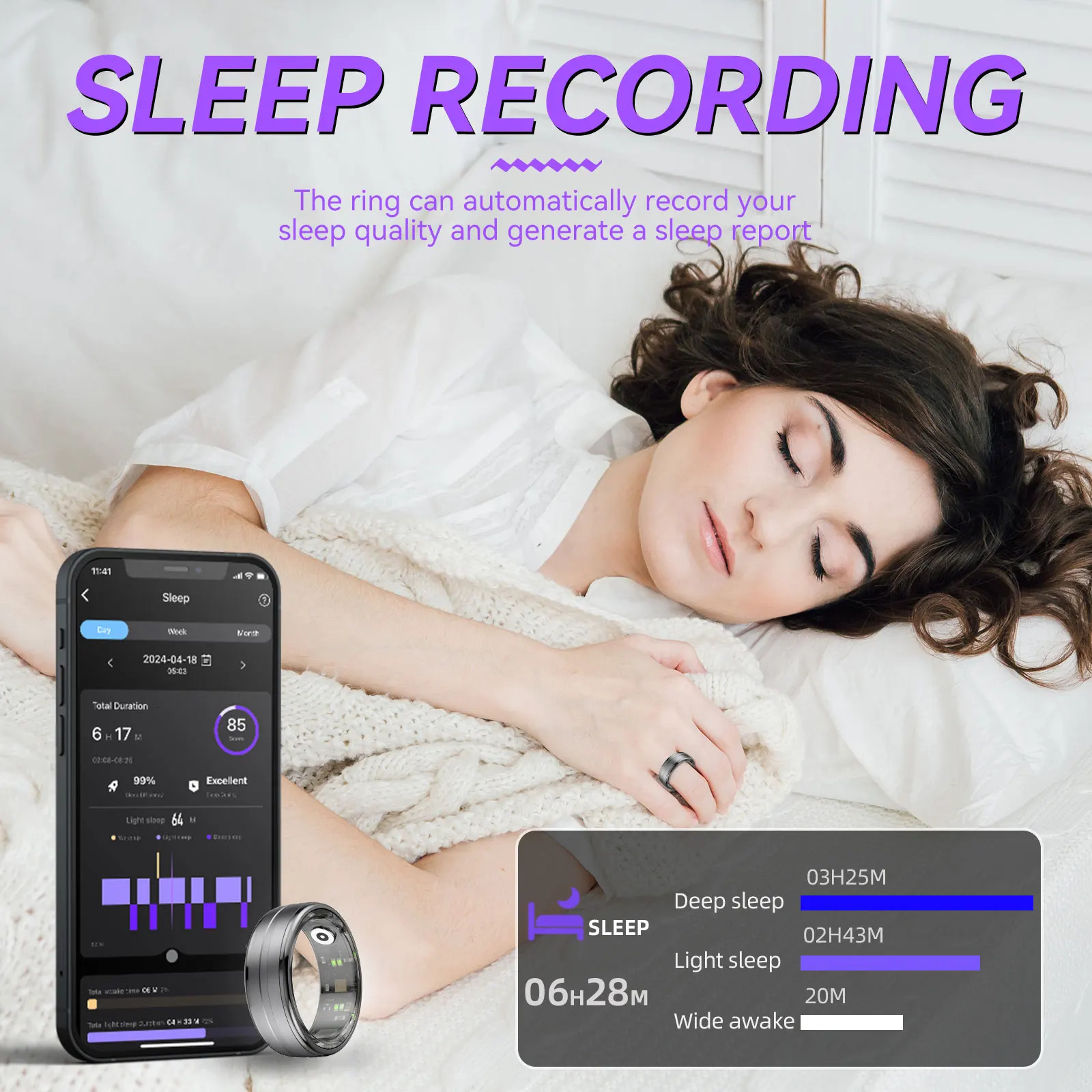 EIGIS R06 smart ring for men and women heart rate and blood oxygen monitor IP68 and 5ATM waterproof multi sport mode 241211