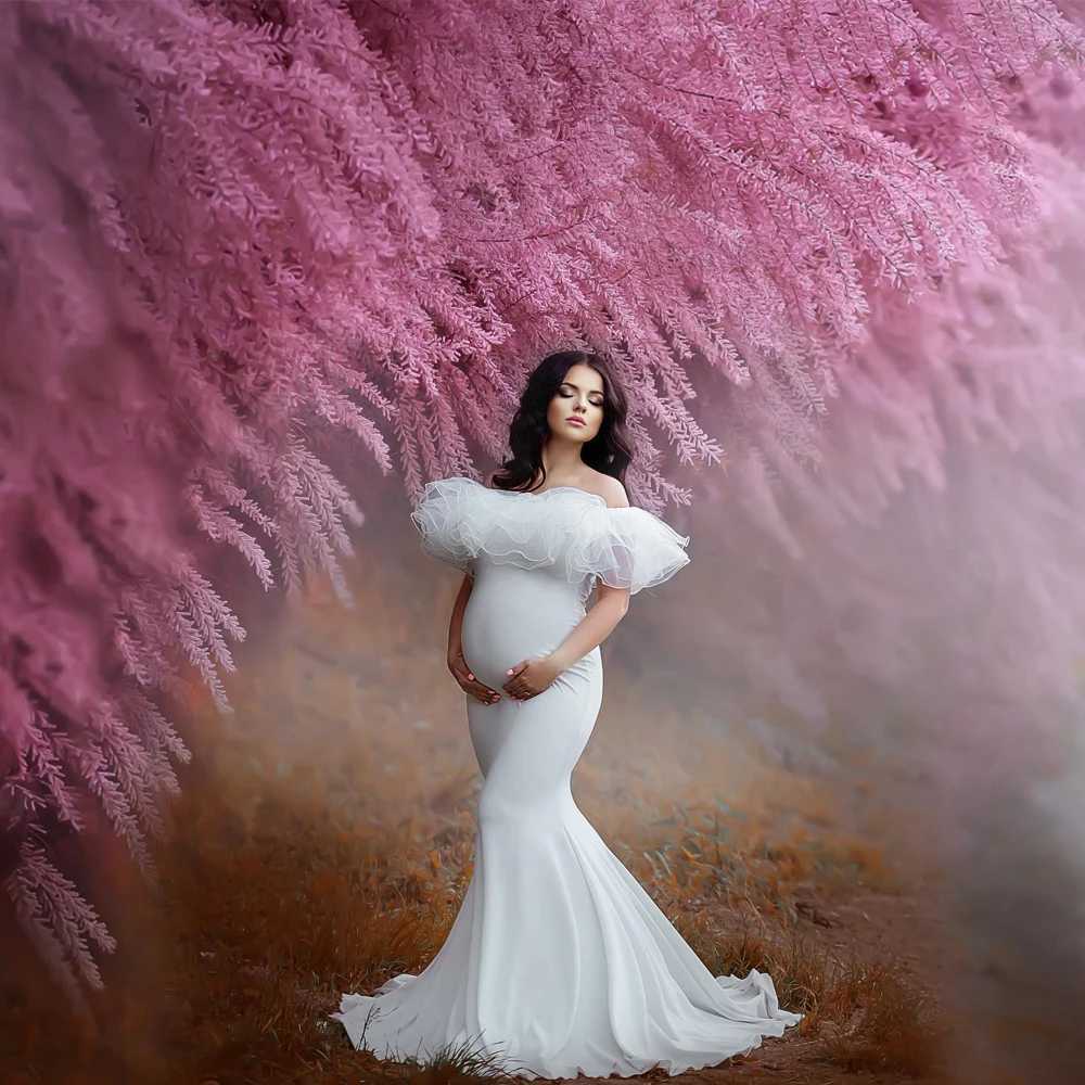Pregnant womens photography props baby showers long dresses pregnant womens photos comfortable and elastic fabrics pregnant womens dresses W241211