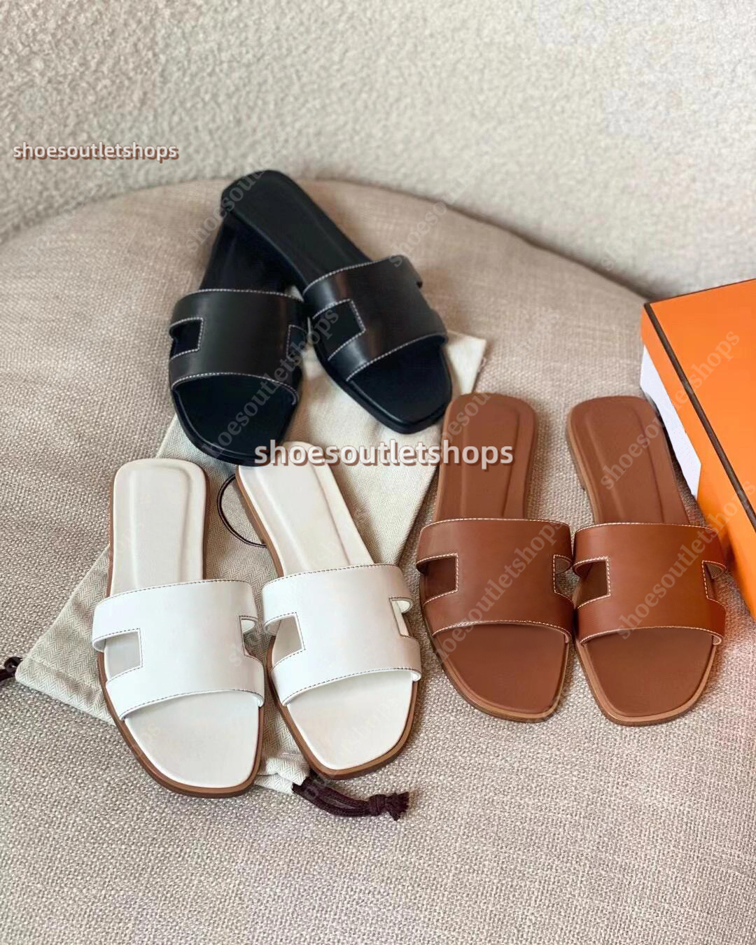 Designer Slides Sandals Women Slippers Genuine Leather Classic Summer Sandal Men Women Skin Slide Ladies flat shoes size 35-42
