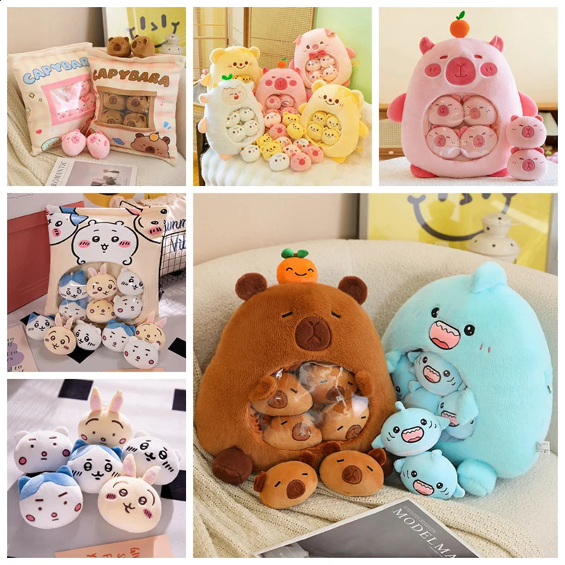Plush Pudding Bag Candy Bag Mini Puff Ball Banana Avocado Strawberry Axolotls Doll Cat Rabbit Snack Food Plush Pillow 241210