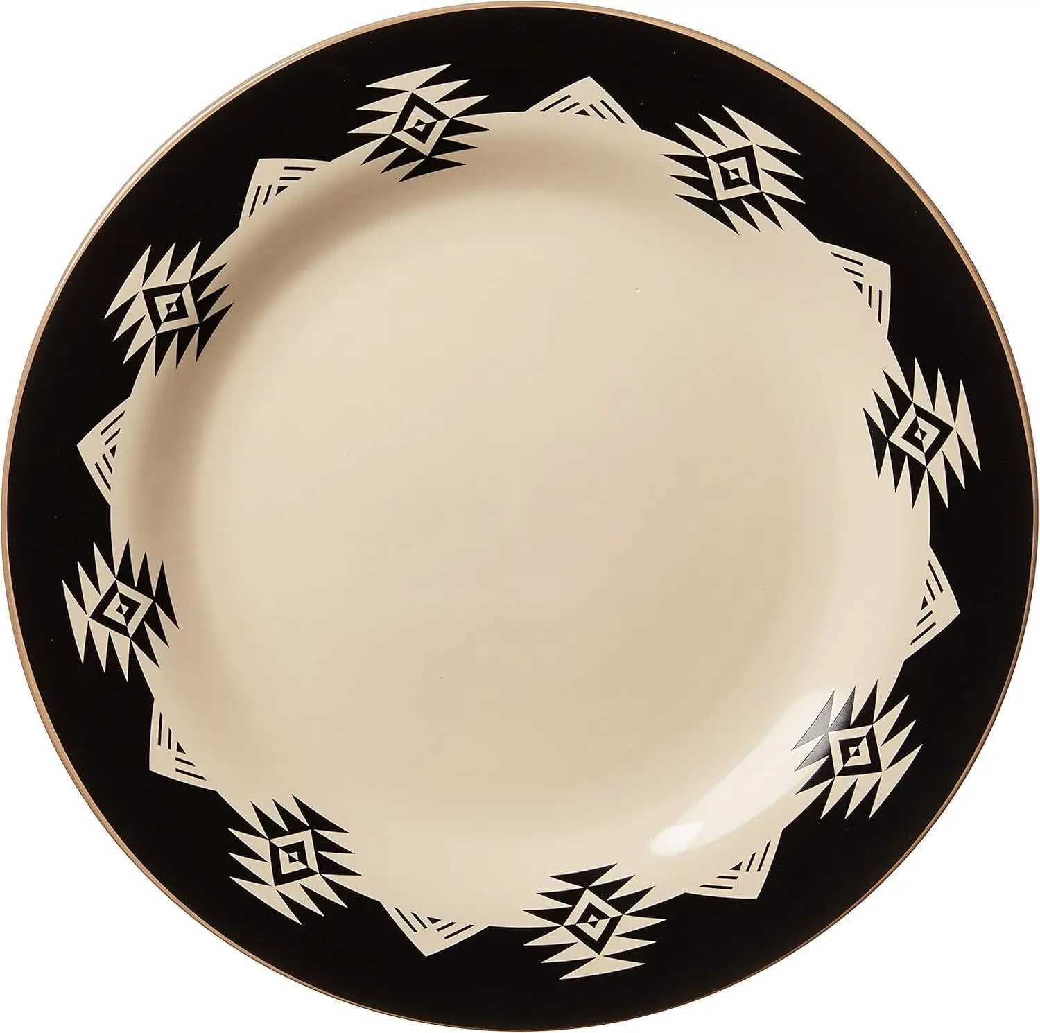 Paseo Road By HiEnd Accents Chalet Aztec 16 Piece Ceramic Dinnerware Set with Plates Bowls gs Southwestern Rustic Cabin LodgeXJ241209
