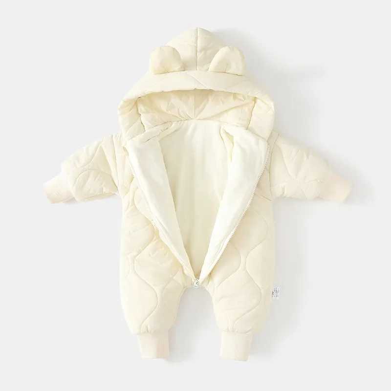 Winter Baby Clothing with Fur Lining Warm and Thick Preschool Girls jumpsuit Cartoon Bear Baby jumpsuit Newborn Coat M241211