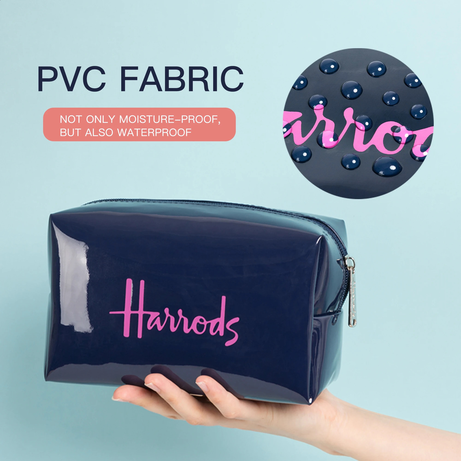 Fashion PVC organizer makeup bag waterproof nylon travel cosmetics box zipper face bag small portable clutch handbag 241210