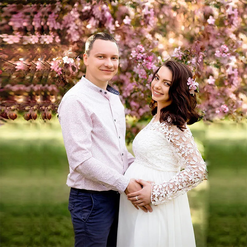 Lace hollow maternity dress po conversation elegant baby shower long sleeved 241210z