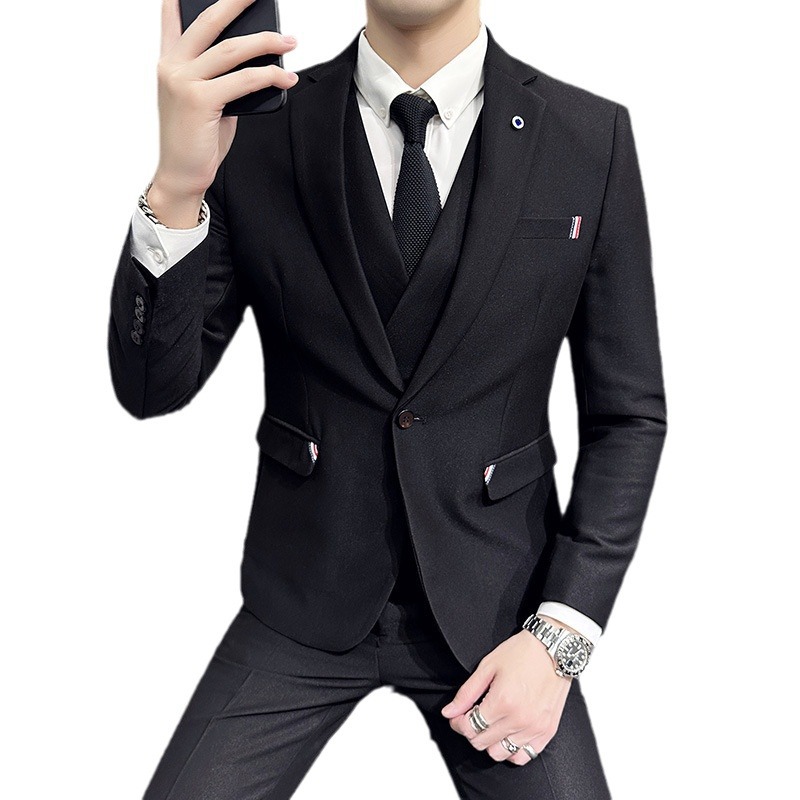 H312 Business suit men's Korean style slim fit solid color suit wedding suit