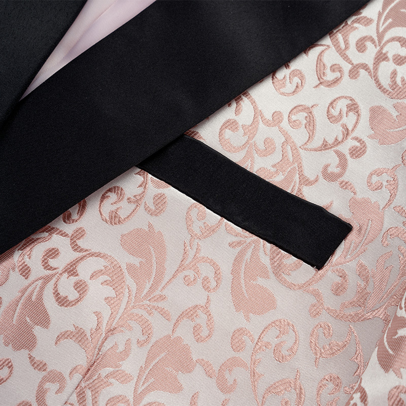 H319 Pink embroidered shawl collar suit for men, simple business casual
