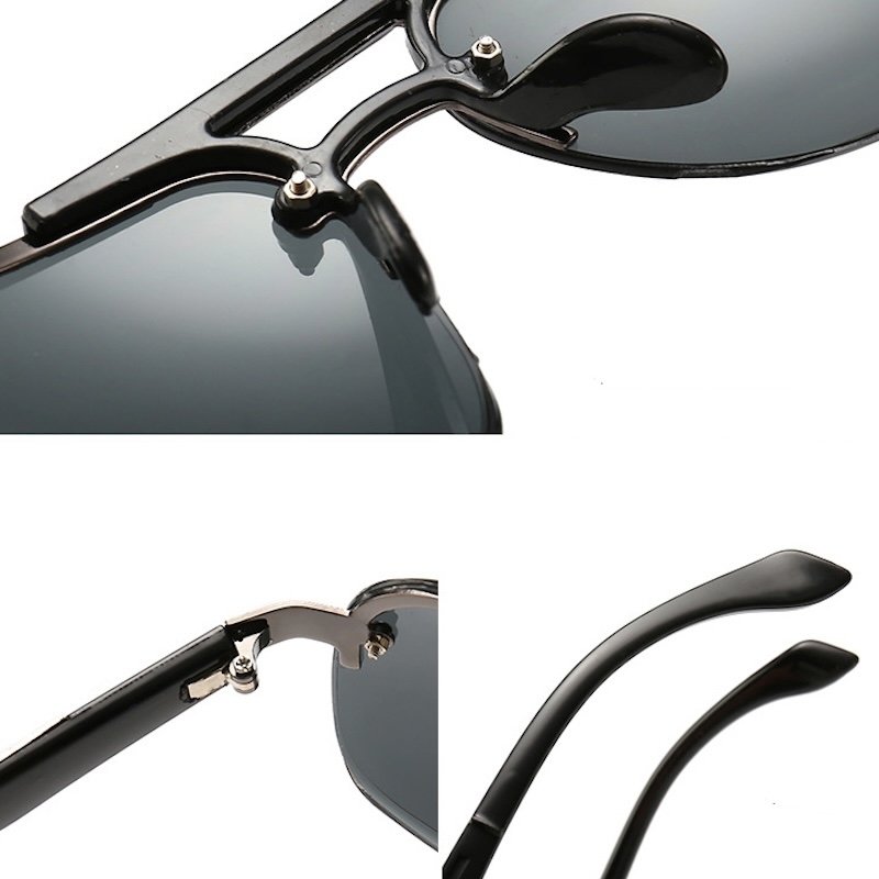 Pilot Sunglasses Men UV400 Vintage Punk Rimless Rectangle Square Classic Men Fashion Glasses Trendy Small Frame Sun Glasses Frameless Eyewear Steampun