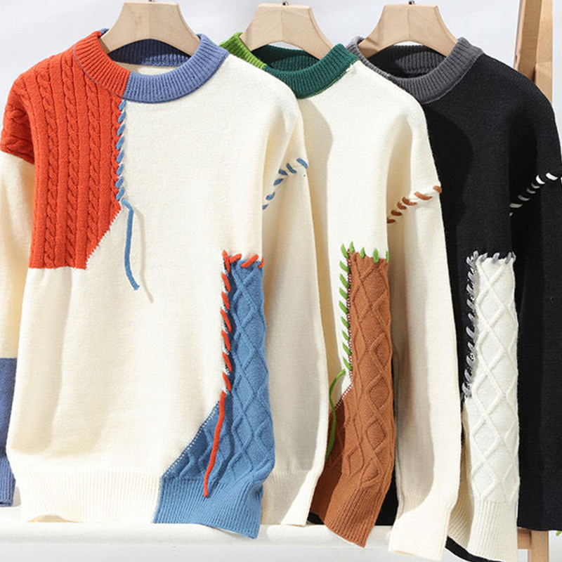 Chic Tide Fashion Retro-Inspired Sweater Matching Round Neck Knitted Top for Him & Her m043