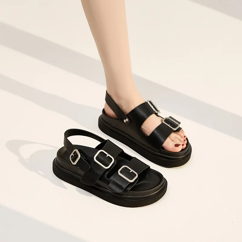 AIYUQI Sandals Women Platform Genuine Leather Summer Roman Sandals Women Casual Beach Sandals Women