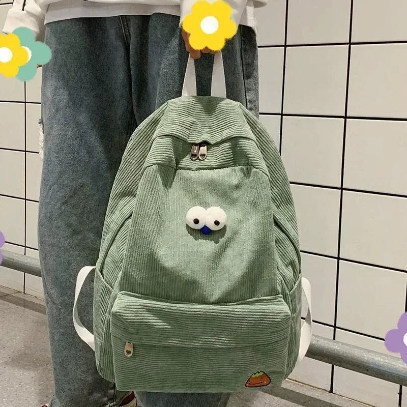 s College Bookbag Classic Women Preppy Style Large Capacity Corduroy Backpacks Teen Girls Schoolbag High School Student 241210