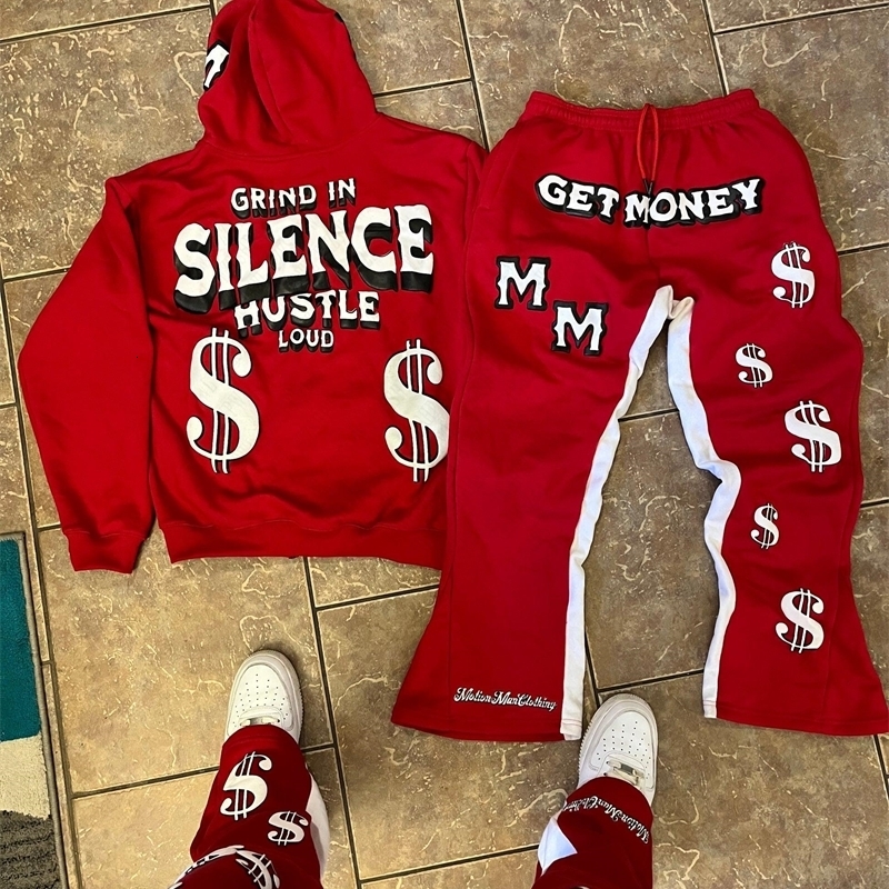Autumn Winter Sport Y2K Street Europe Hip Hop Set Loose Zipper Hoodie Two Piece High Waist Pant Sweatshirt Sportswear 241203