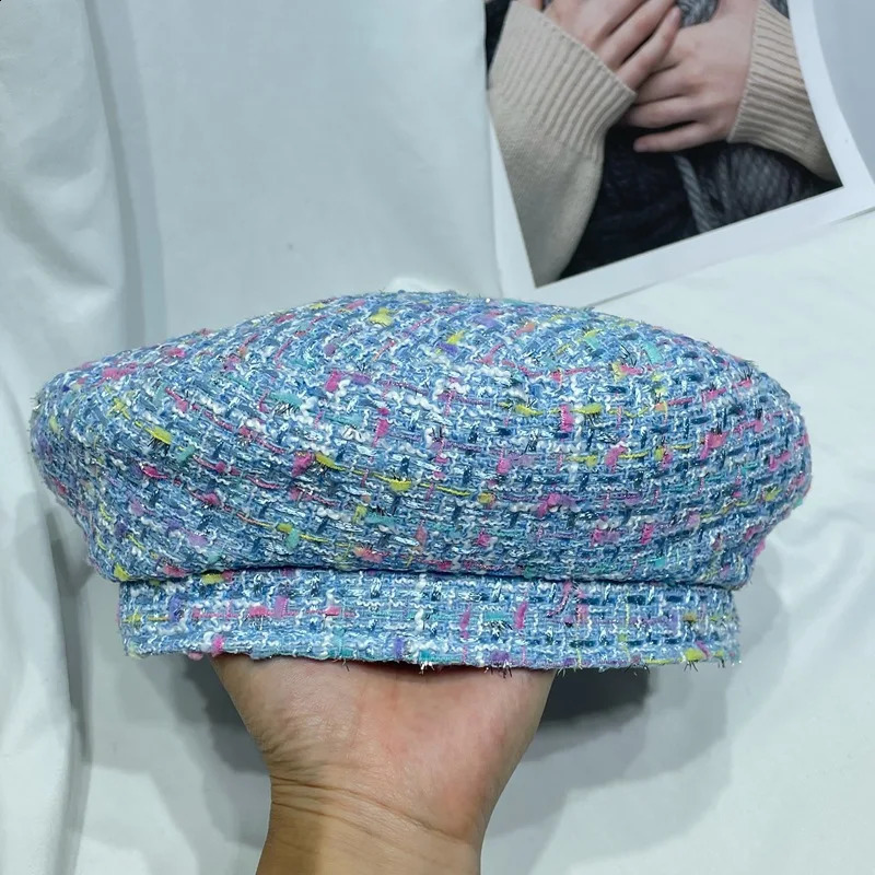 perfume pink berberis sweet and lovely tweed knitting artist hat fashionable French tourist Bud hat 241209