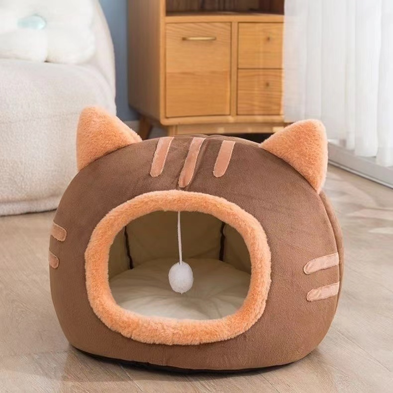 Pet Cave Donut Bed for Cats & Small Dogs - Soft Wool Nest sense of security washed dog house disassembled general winter warm