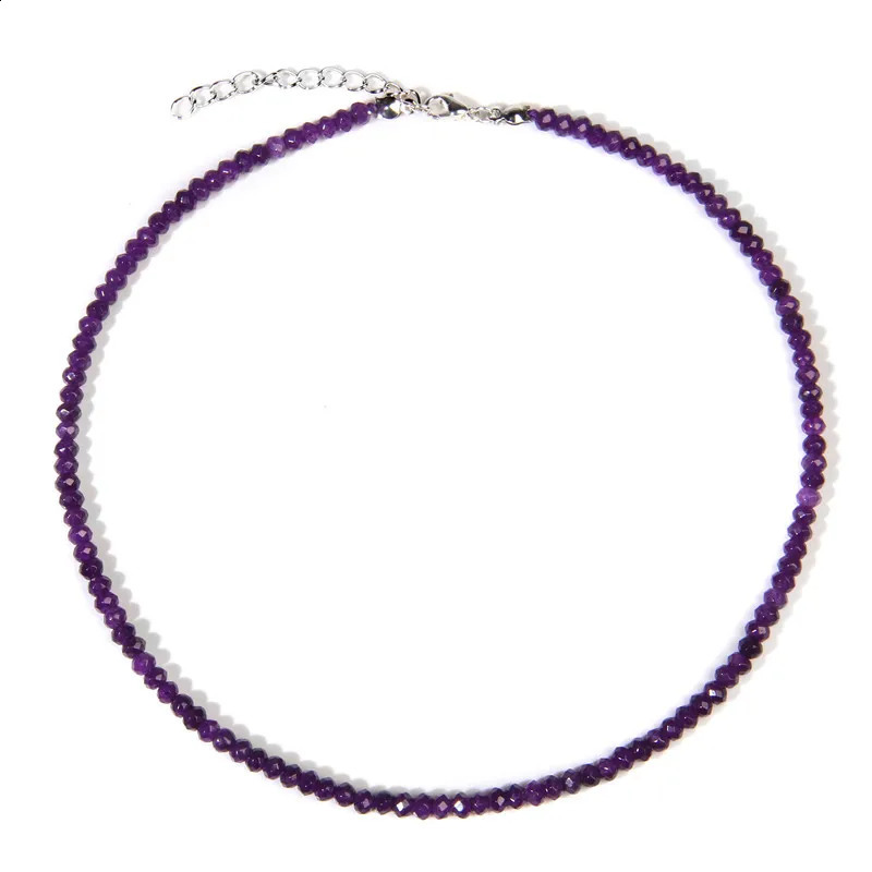 Natural stone bead necklace 3 * 4mm face wheel shaped chalk crystal necklace for womens Kravik chain necklace jewelry 241210