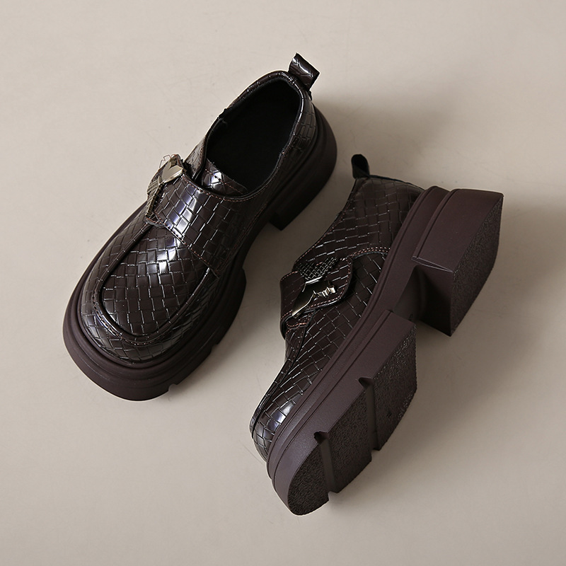 Women Casual Shoes:Dress Patent Leather Shoes Design Sense Thick Sole NEW hot Loafers Shoes,Black/Brown,Free shipping